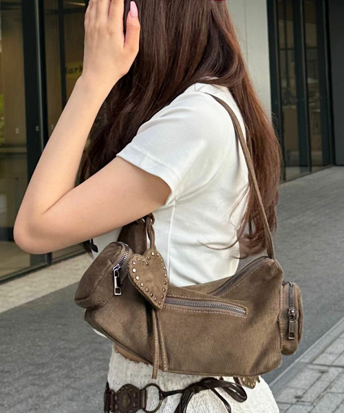 コーデュロイハンドバッグ