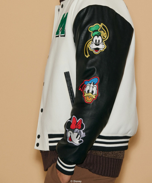 【Disney Holiday 第2弾 11月下旬発売開始！】【UNISEX】モノトーンスタジャン 詳細画像