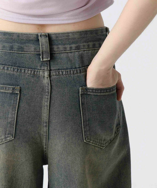 ヴィンテージ加工デニムパンツ 詳細画像
