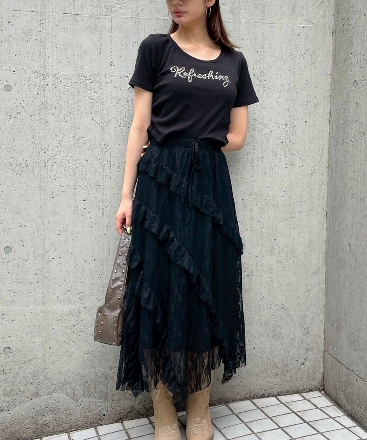 レースフリルロングスカート 詳細画像 1