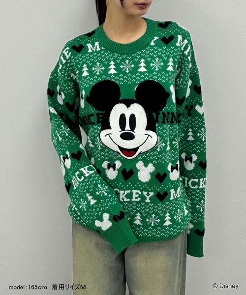 【Disney Holiday 第2弾 11月22日販売開始！】【UNISEX】総柄ミッキーニット 詳細画像