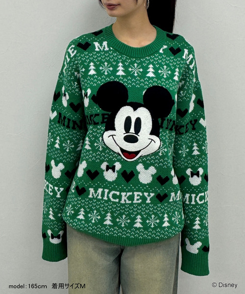 【Disney Holiday 第2弾 11月22日販売開始！】【UNISEX】総柄ミッキーニット 詳細画像