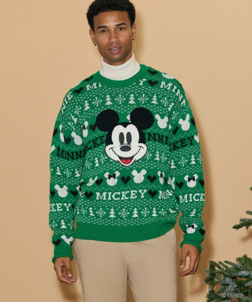 【Disney Holiday 第2弾】【UNISEX】総柄ミッキーニット 詳細画像