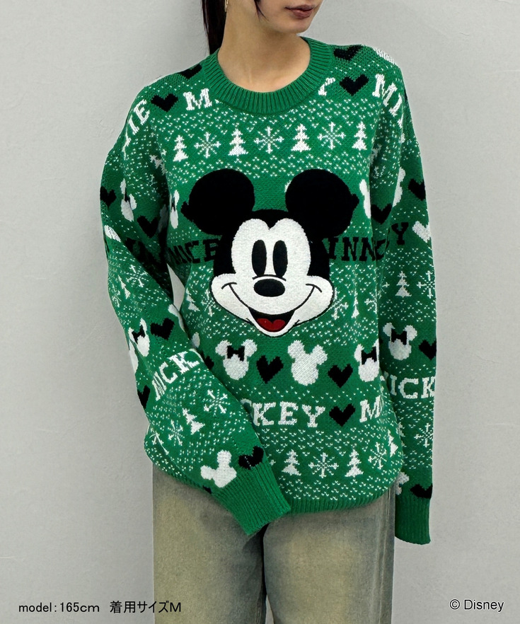 【Disney Holiday 第2弾 11月22日販売開始！】【UNISEX】総柄ミッキーニット 詳細画像 7