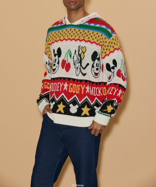 【Disney Holiday 第2弾】【UNISEX】カラフルニットパーカー 詳細画像