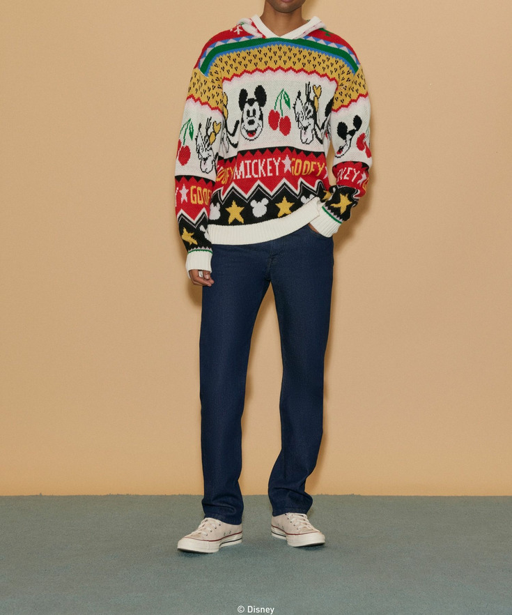 【Disney Holiday 第2弾】【UNISEX】カラフルニットパーカー 詳細画像 1