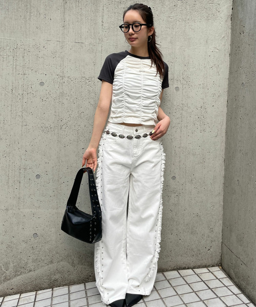 シャーリングラグランTシャツ 詳細画像
